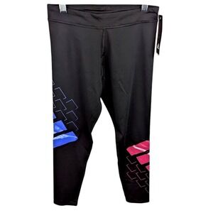 Adidas Girls AEROREADY Badge of Sport Graphic Leggings Size L 14 Black Multi